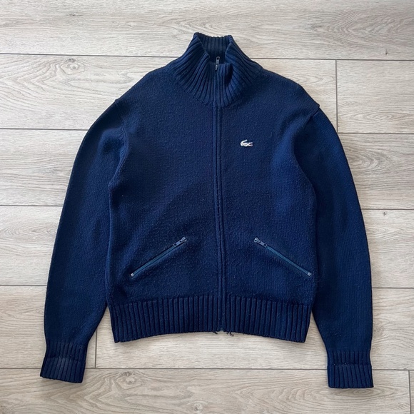 True Vintage 90's Izod Lacoste Zip Up Woven Sweater - Picture 2 of 8